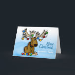 Christmas Moose Card<br><div class="desc">Adorably cute moose all dressed up for Christmas on these custom cards.  Personalise the name on the front for a wonderfully memorable greeting this Christmas.</div>