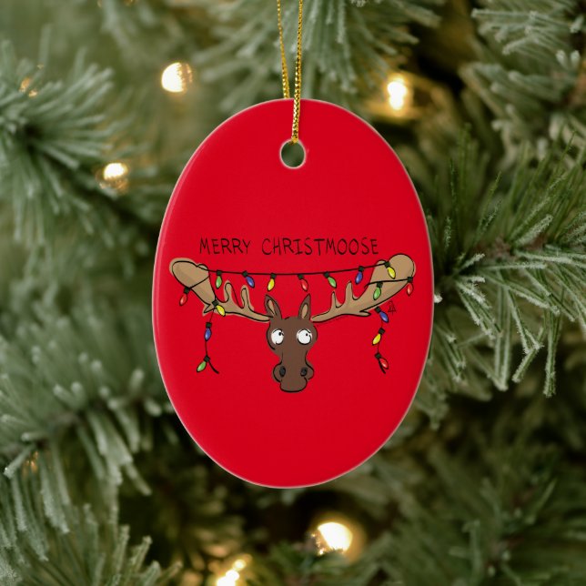 Christmas Moose Cute Funny Christmoose Ceramic Tree Decoration (Tree)