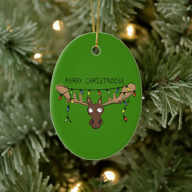 Christmas Moose Cute Funny Holiday Animal Ceramic Tree Decoration (Tree)