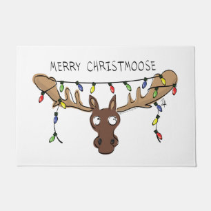Christmas Moose Cute Funny Holiday Animal Doormat