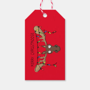 Christmas Moose Cute Funny Holiday Animal Gift Tags