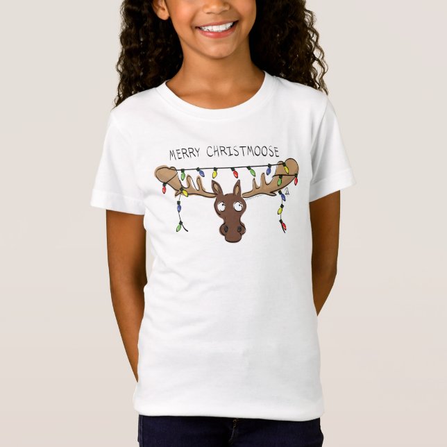 Christmas Moose Cute Funny Holiday Animal T-Shirt (Front)