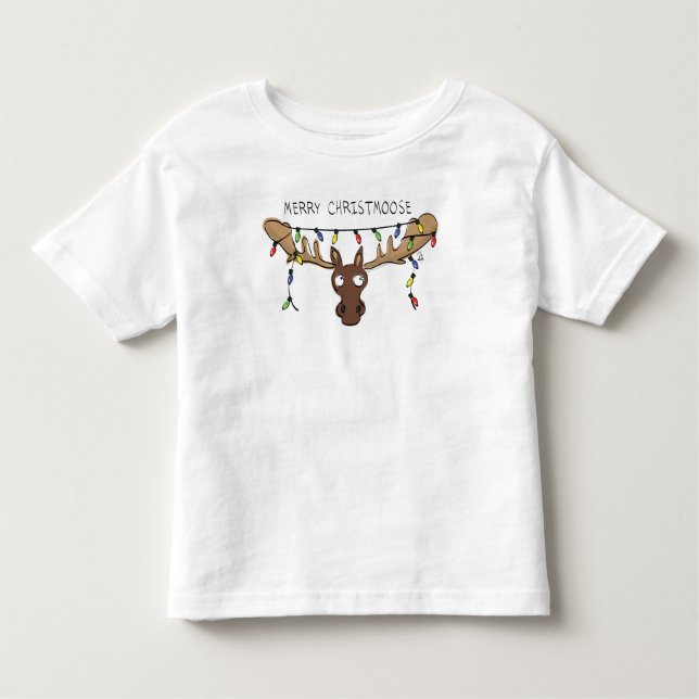 Christmas Moose Cute Funny Holiday Animal Toddler T-Shirt (Front)