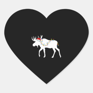 Christmas Moose Heart Sticker