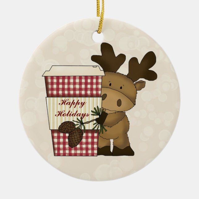 Christmas moose holiday ornament (Front)