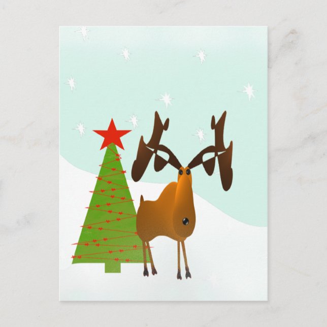 Christmas Moose Holiday Postcard (Front)