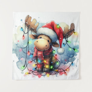 Christmas Moose Tapestry
