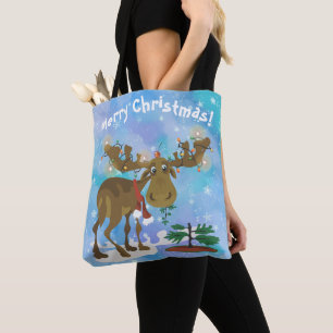 Christmas Moose Tote Bag