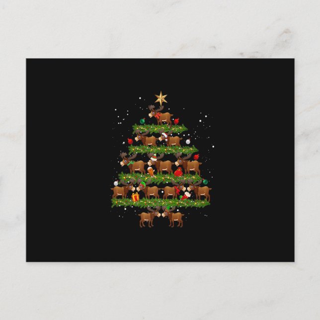 Christmas Moose Tree Light Funny Xmas Matching Fam Postcard (Front)