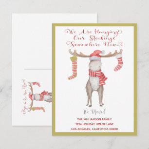 Christmas Moose We've Moved Holiday Moving Announcement Postcard