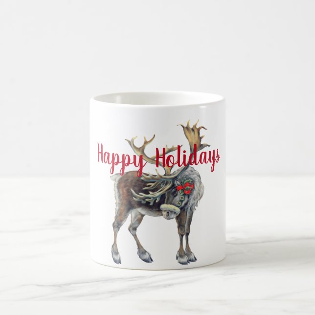 Christmas Moose with Customisable Greeting Coffee Mug (Center)