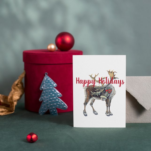 Christmas Moose with Customisable Greeting Holiday Card (Creator Uploaded)