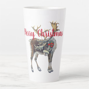 Christmas Moose with Customisable Greeting Latte Mug