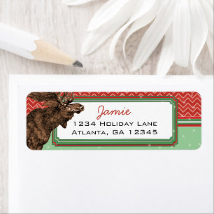 Christmas Moose Zig Zag Pattern Return Address