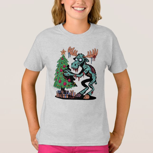 Christmas Moose Zombie T-Shirt (Front)