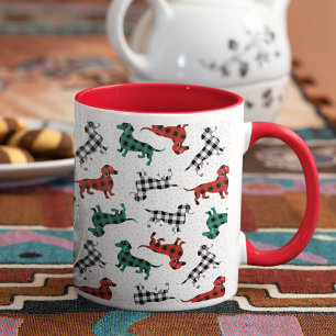 Christmas Morning Buffalo Plaid Dachshunds Coffee Mug
