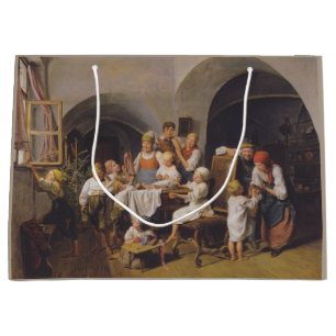 Christmas Morning (by Ferdinand Georg Waldmüller) Large Gift Bag