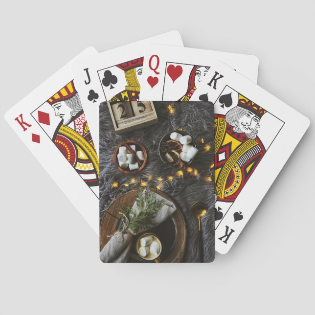 Christmas Morning Hot Chocolate & Marshmallows Playing Cards (Back)