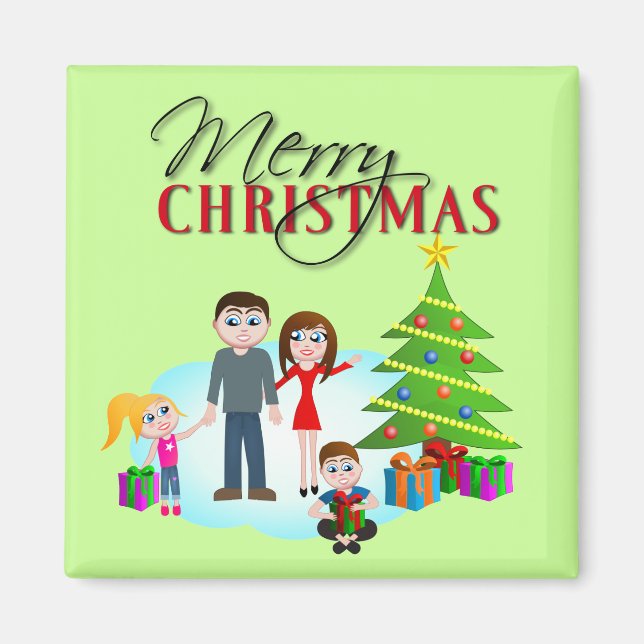 Christmas Morning Refrigerator Fridge Magnet (Front)