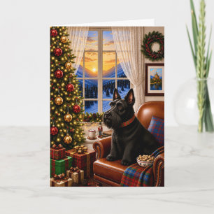 Christmas Morning,Scottish Terrier Holiday Card