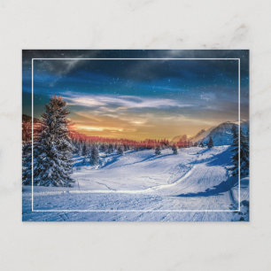 Christmas Morning Ski Slope Postcard