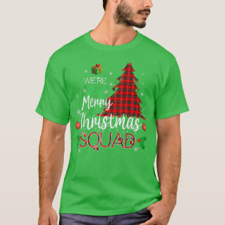 Christmas Morning Squad Red Buffalo Plaid Tree San T-Shirt