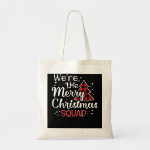 Christmas Morning Squad Red Buffalo Plaid Tree San Tote Bag