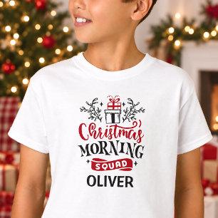 Christmas Morning Squad with Name T-Shirt