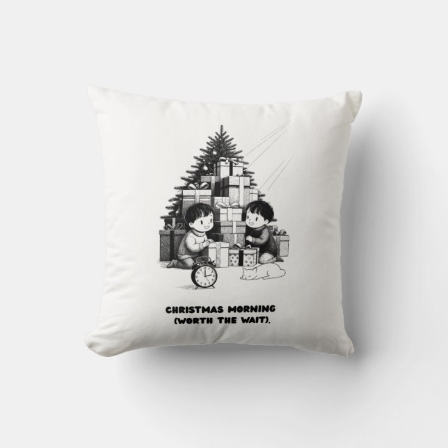 Christmas Morning T-Shirt | Minimalist Kids Gifts Cushion (Front)