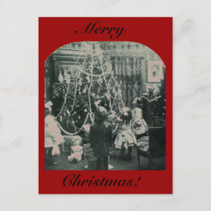 Christmas Morning - Vintage Stereoview Holiday Postcard