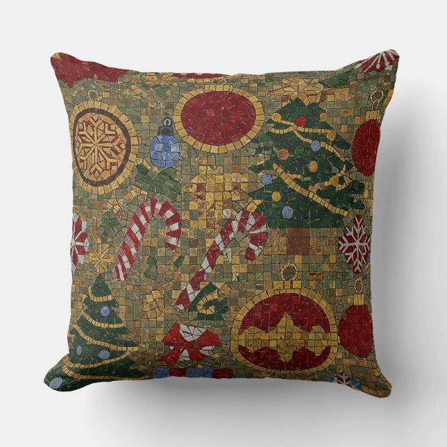 Christmas Mosaic Tile Art Cushion (Front)