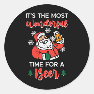 Christmas Most Wonderful Time For Funny Santa Xmas Classic Round Sticker