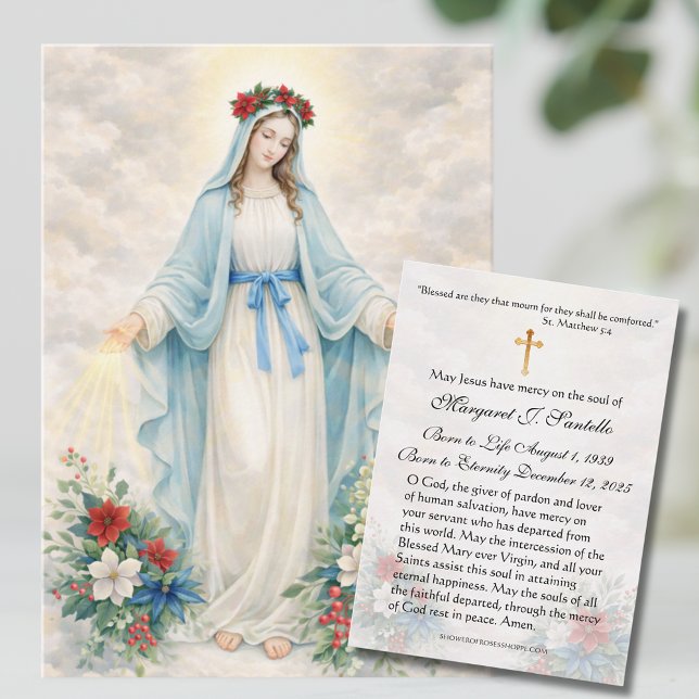 Christmas Mother Mary  Catholic Funeral Memorial  Business Card (Creator Uploaded)