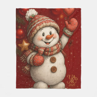 Christmas motif on a red background fleece blanket