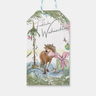 Christmas motif with horse gift tags