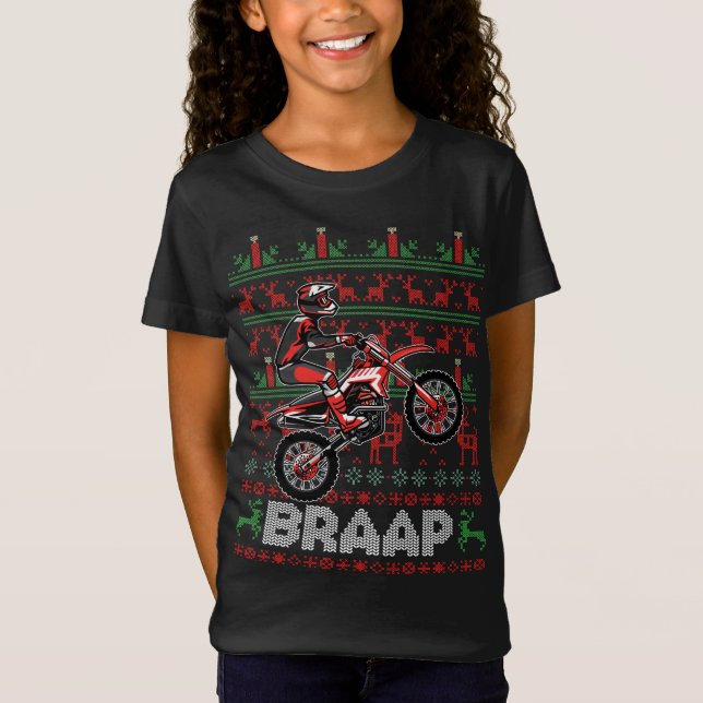 Christmas Motorcycle Motocross Braap Dirt Bike T-Shirt (Front)