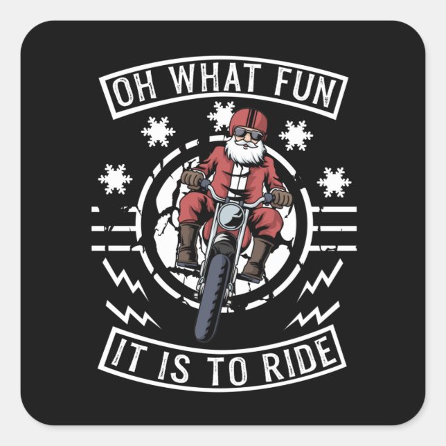 Christmas Motorcycle Santa Claus Biker Dad Bike Square Sticker (Front)