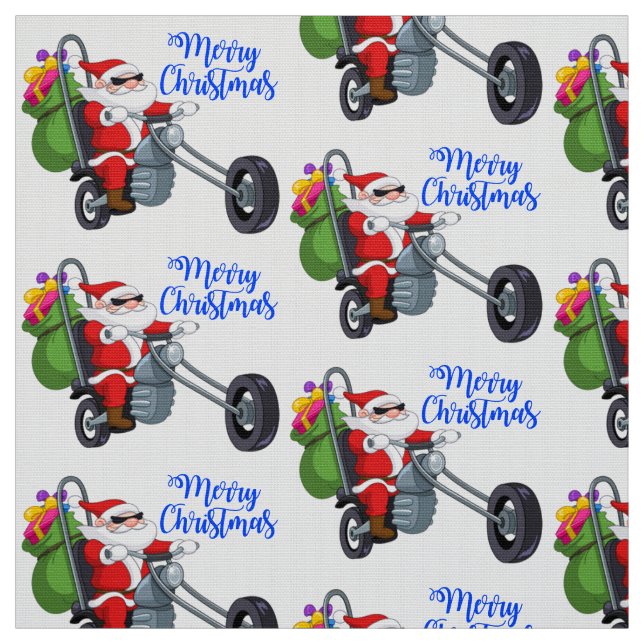 christmas motorcycle santa fabric (Swatch)