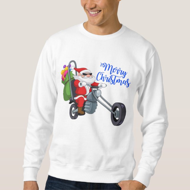 christmas motorcycle santa sweatshirt (Front)