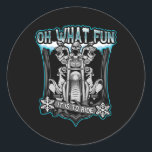 Christmas Motorcycle Skull Santa Oh What Fun Skele Classic Round Sticker<br><div class="desc">Christmas Motorcycle Skull Santa Oh What Fun Skeleton</div>