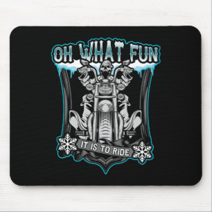 Christmas Motorcycle Skull Santa Oh What Fun Skele Mouse Pad