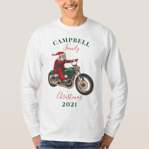 Christmas Motorcyclist Family Matching Personalise T-Shirt