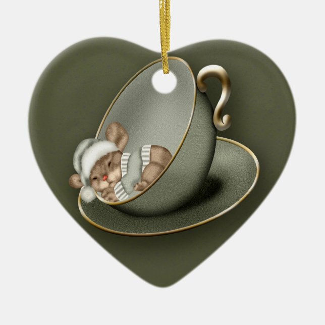 Christmas mouse (1 sided) ceramic tree decoration (Front)