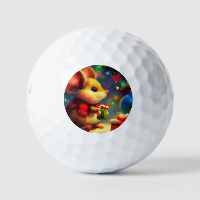 Christmas Mouse (2) Golf Balls (Front)