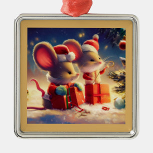 Christmas Mouse 3 Metal Tree Decoration