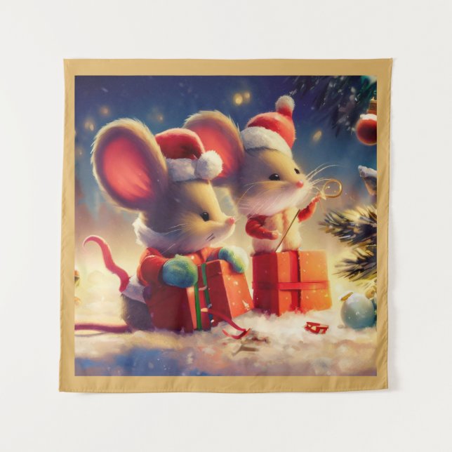 Christmas Mouse 3 Tapestry (Front)
