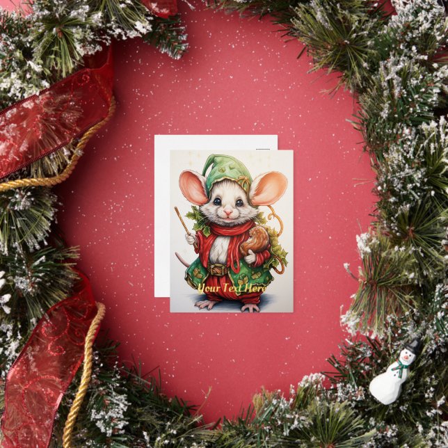 Christmas Mouse 46 Foil Holiday Postcard (Insitu)