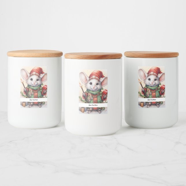 Christmas Mouse 49 Your Text Here Food Label (Bottles)