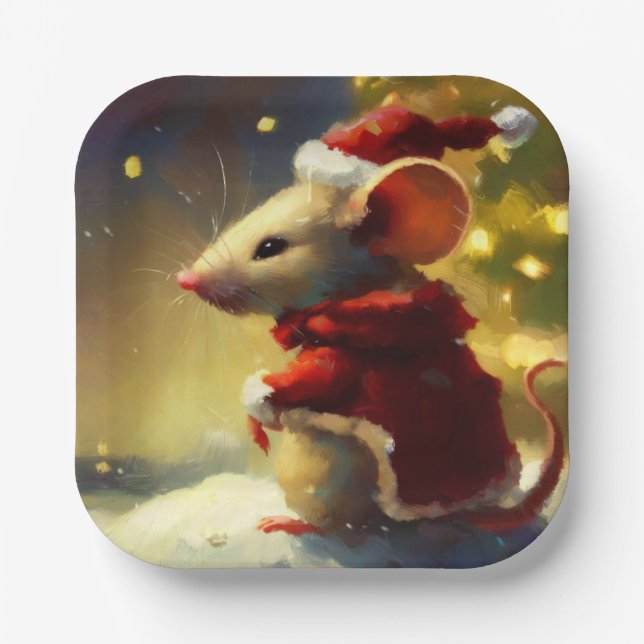 Christmas Mouse 4 Paper Plate (Front)
