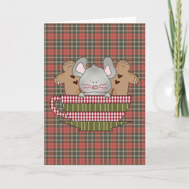 christmas mouse and gingerbread cup holiday card (Front)
